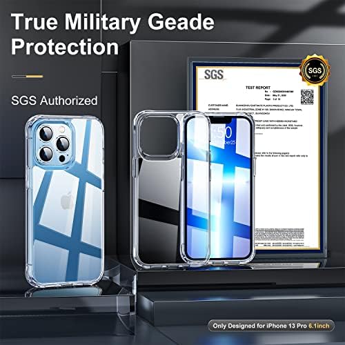 [5-in-1] Apple iPhone 13 Pro Case, עם 2x [מגן מסך זכוכית מזג] + 2x [מגן עדשת מצלמה] אטום זעזוע הגנה על